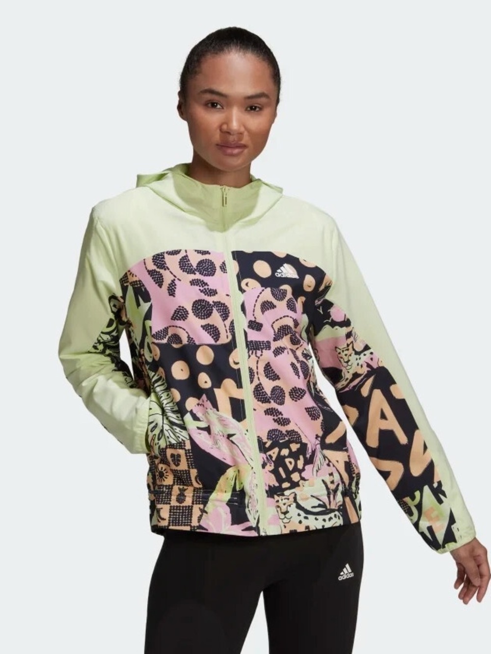 Adidas X FARM Rio Women’s Relaxed Lightweight Windbreaker Floral Tropical Size M